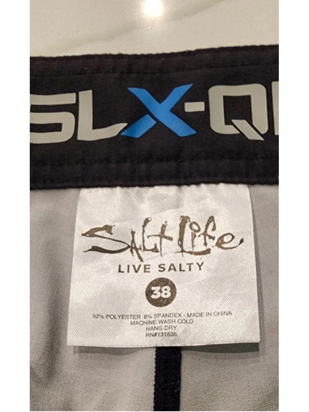 Salt Life SLX-QD Vapor Stretch Men's 38 Board Shorts Black Gray Striped Swim